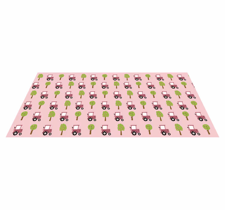 Alfombra vinílica infantil patrón tractor rosa - TenVinilo