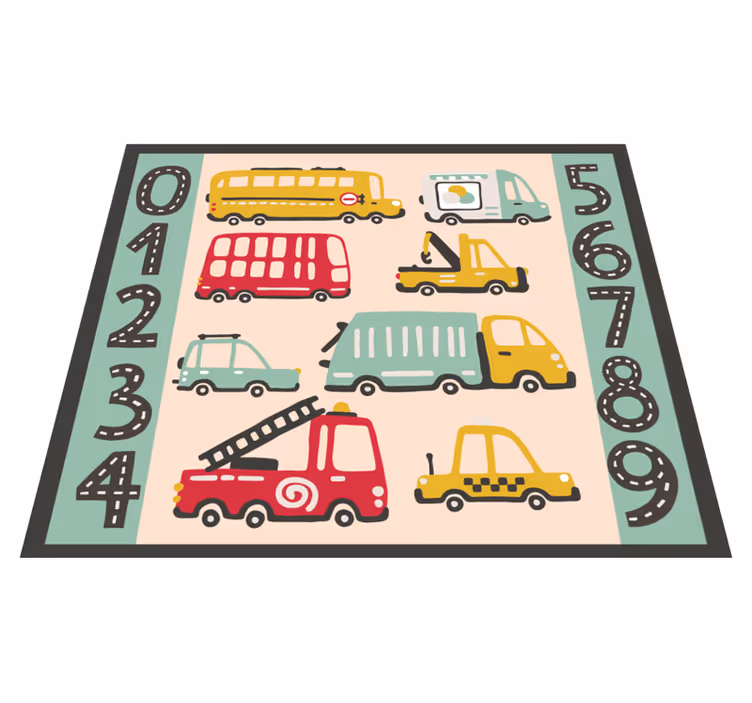 Alfombra de vinilo infantil Camión con números - TenVinilo