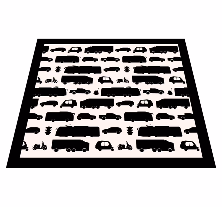 Alfombra vinílica infantil patrón camiones - TenVinilo