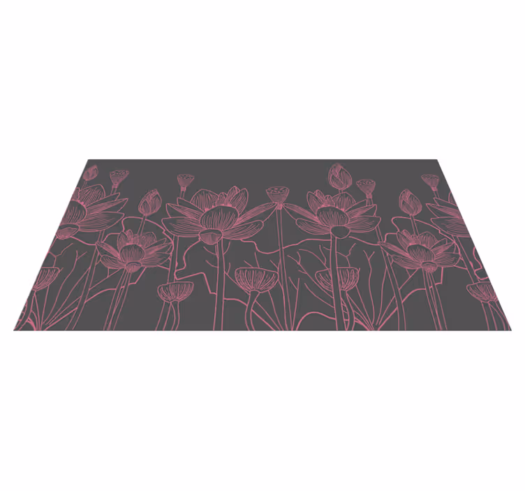 Alfombra vinílica gris y rosa de flor de loto - TenVinilo