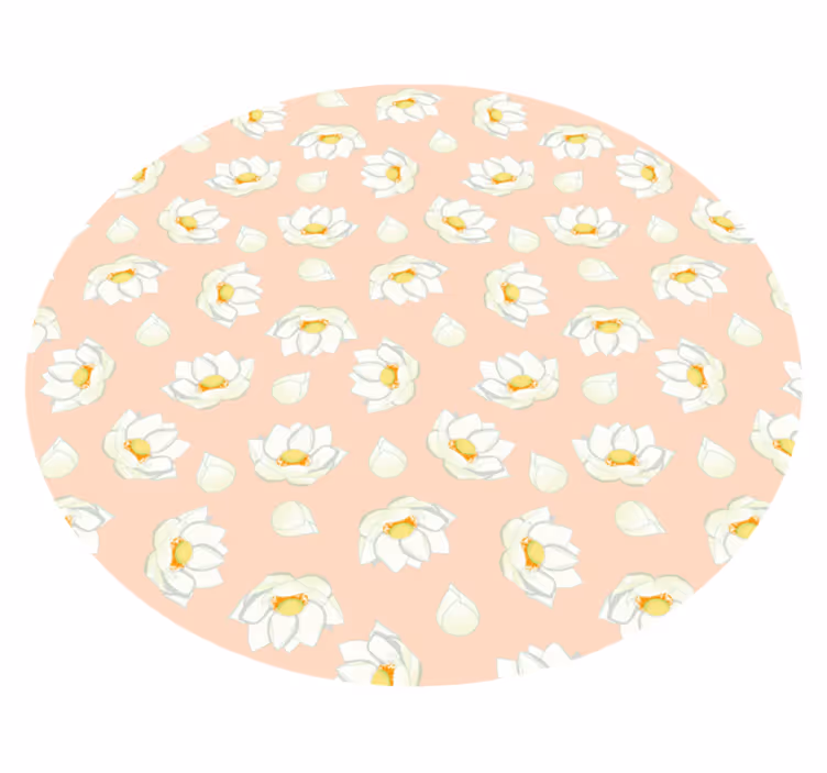 Alfombra vinílica rosa pétalos loto blancos - TenVinilo