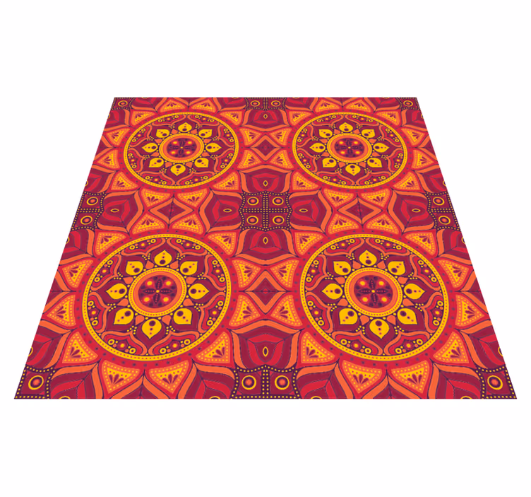 Alfombra vinílica mandala tonos rojos - TenVinilo