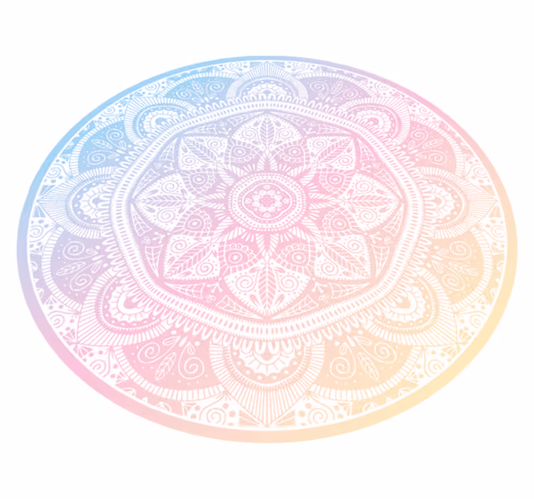Alfombra vinilo salón mandala azul y rosa - TenVinilo