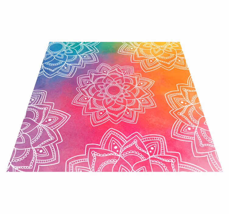 Alfombra vinílica mandala Fondo de color arcoiris mandala - TenVinilo