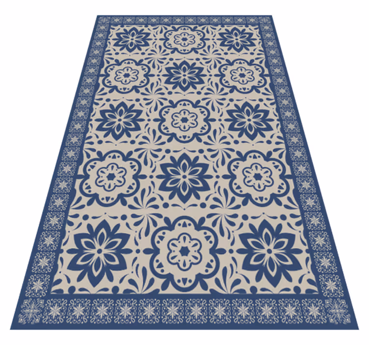 Alfombra vinílica hidráulica patrón con motivos florales - TenVinilo