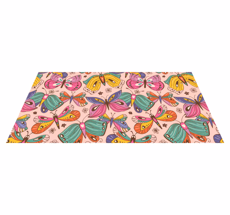 Alfombra vinílica infantil motivo de mariposa de colores - TenVinilo