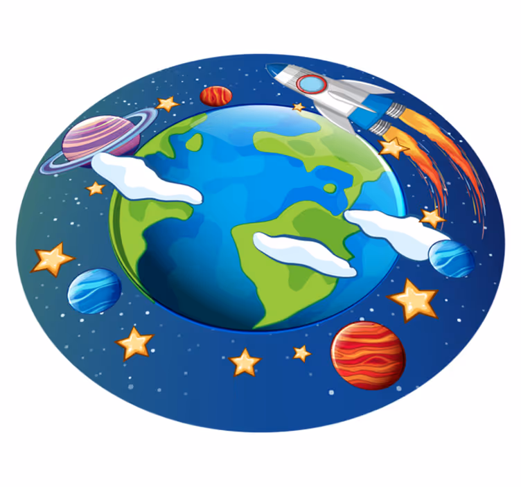 Alfombra vinílica infantil órbita planetaria - TenVinilo