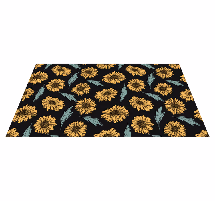 Fondo negro girasoles alfombra floral - TenVinilo