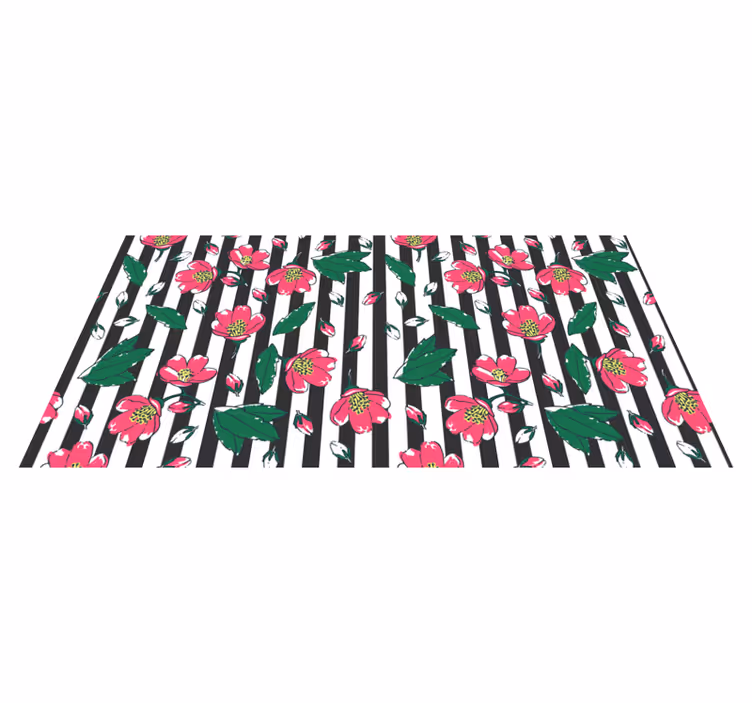 Alfombra vinílica flores motivo floral a rayas - TenVinilo