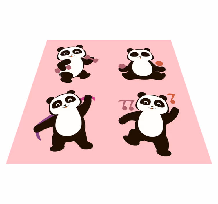 Alfombra vinílica infantil motivo de danza panda - TenVinilo