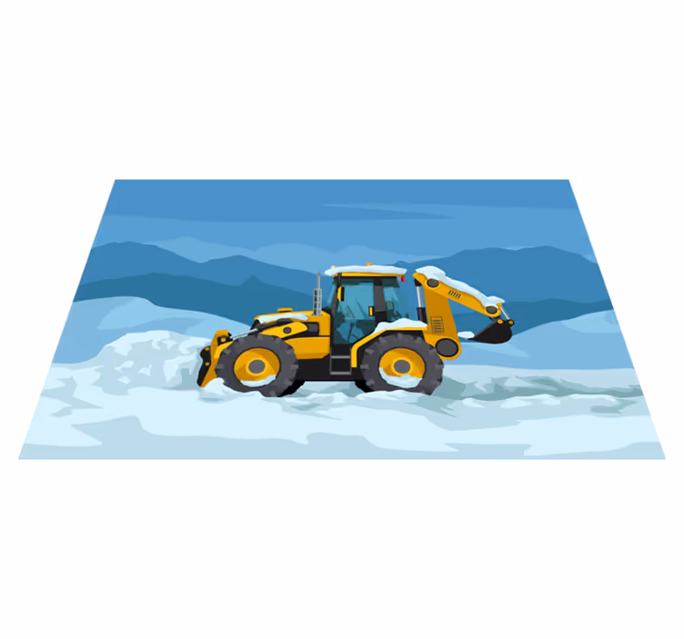 Alfombra de vinilo infantil Tractor amarillo realista - TenVinilo
