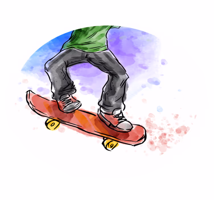 Alfombra vinílica infantil ilustración de patineta - TenVinilo
