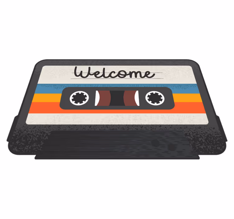 Alfombra vinílica frase diseño de bienvenida del casete - TenVinilo
