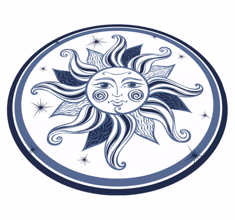 Alfombra vinílica juvenil patrón de sol celestial - TenVinilo