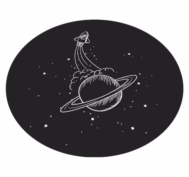 Alfombra vinílica estrellas cohete en órbita - TenVinilo