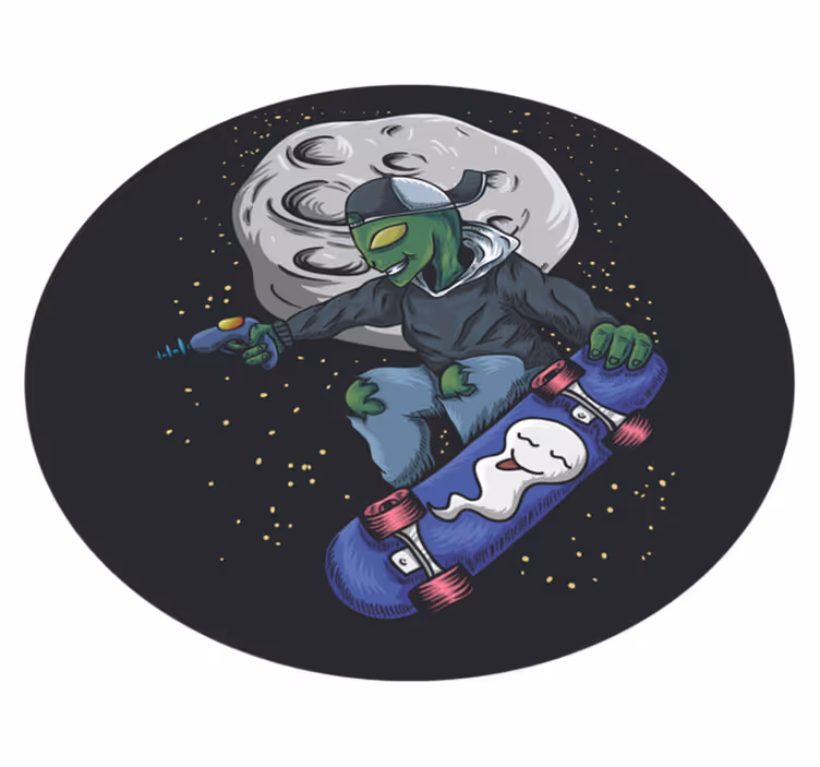 Alfombra vinílica infantil alienígena patinando - TenVinilo