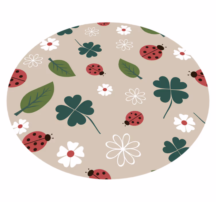 Alfombra vinílica flores mariquitas de primavera - TenVinilo