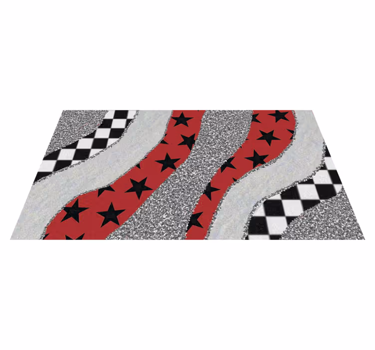 Alfombra vinílica imitación ondas rojas estrelladas - TenVinilo