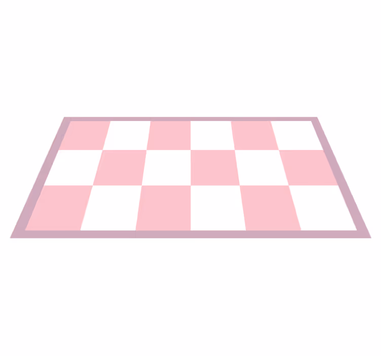 Alfombra vinilo geométrica cuadro rosa y blanco - TenVinilo