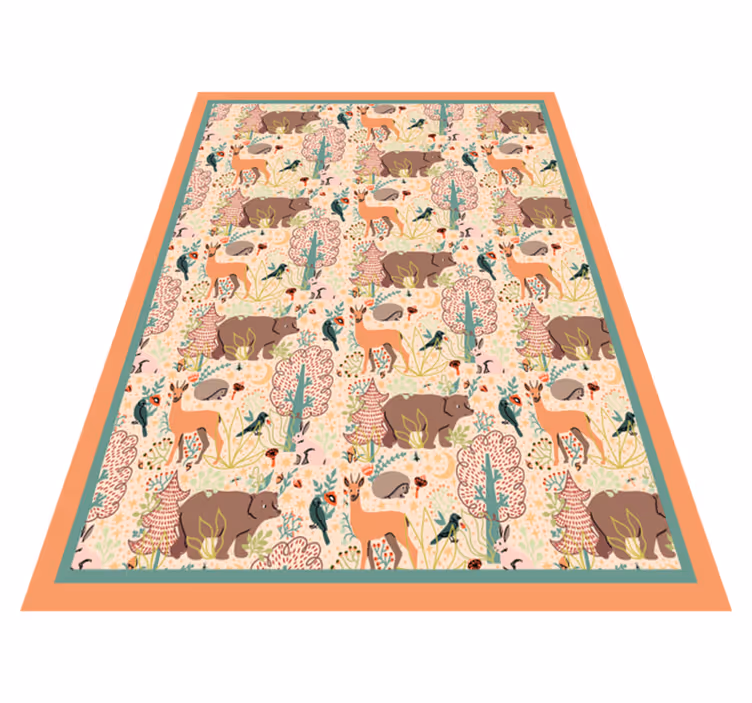 Alfombra vinílica de animales diseño de criaturas del bosque - TenVinilo