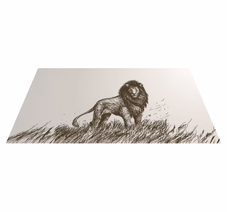Alfombra vinílica de animales majestuoso reflejo del león - TenVinilo