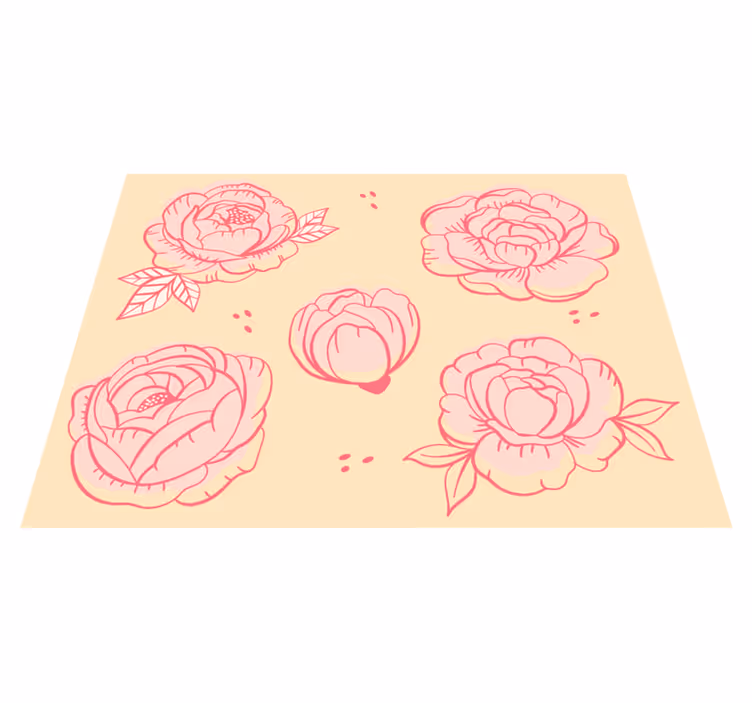 Alfombra vinilo cuadrada Bocetos de peonía rosa - TenVinilo