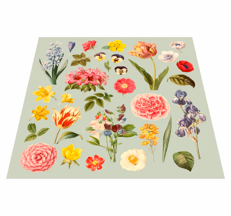 Alfombra vinílica flores colección botánica floral - TenVinilo
