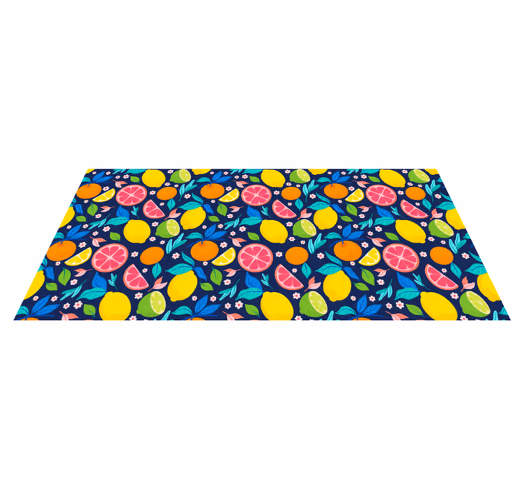 Alfombra vinílica cocina patrón colorido de cítricos - TenVinilo
