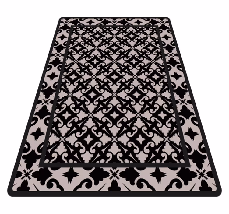 Alfombra vinílica cocina elegante patrón negro - TenVinilo
