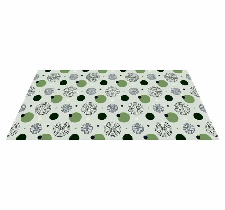 Alfombra vinílica cocina patrones circulares verdes - TenVinilo