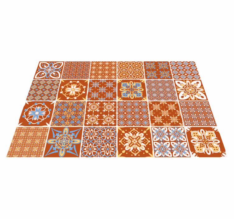 Alfombra vinílica hidráulica mosaico naranja - TenVinilo