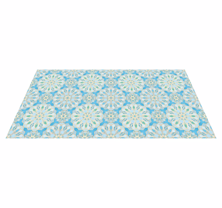 Alfombra vinílica mandala elementos intrincados azules - TenVinilo