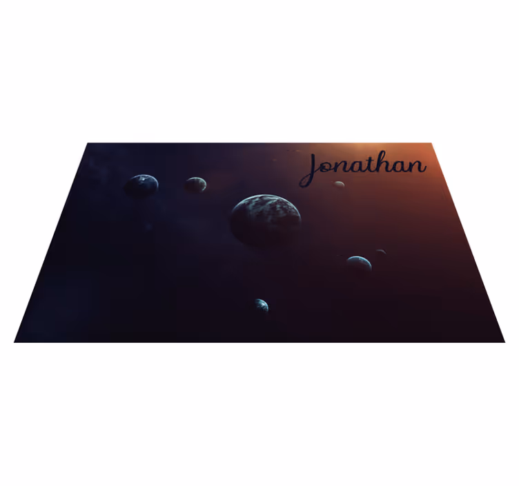 Alfombra vinílica juvenil diseño celestial con nombre - TenVinilo