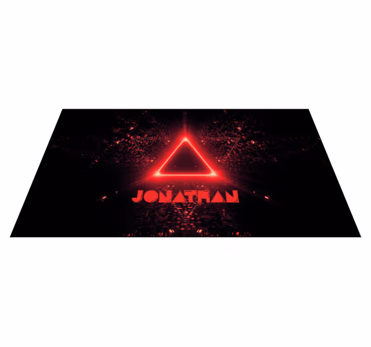 Alfombra vinílica juvenil triángulo de neón con nombre - TenVinilo