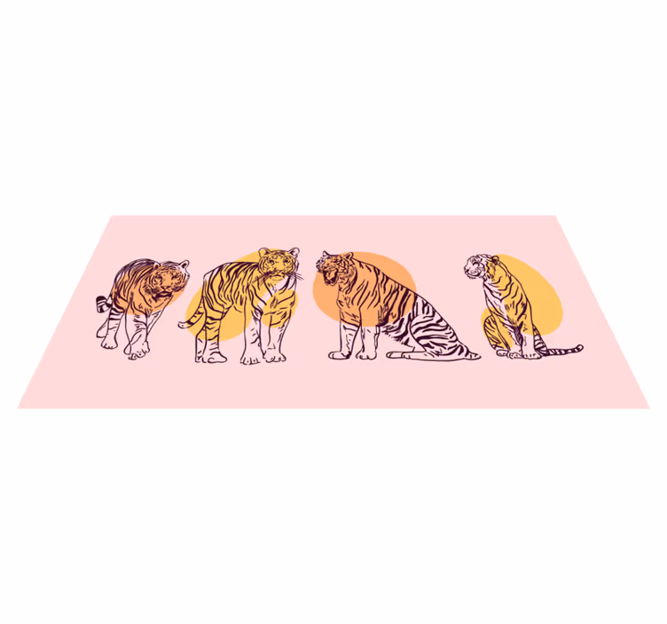 Alfombra vinílica de animales ilustración de tigre enmarcada - TenVinilo