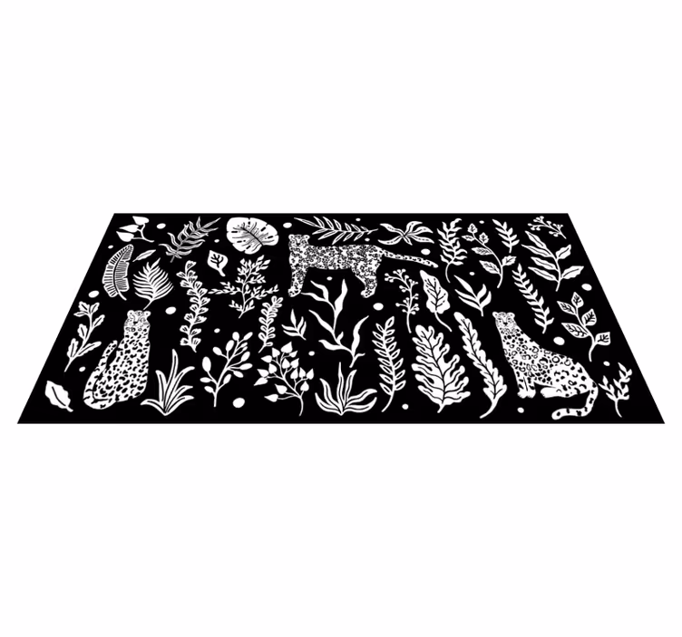 Alfombra vinílica naturaleza monstera y leopardos - TenVinilo
