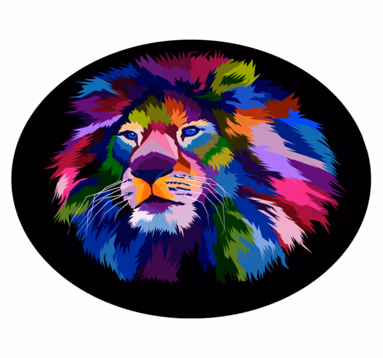 Alfombra vinílica de animales cabeza de león colorida - TenVinilo
