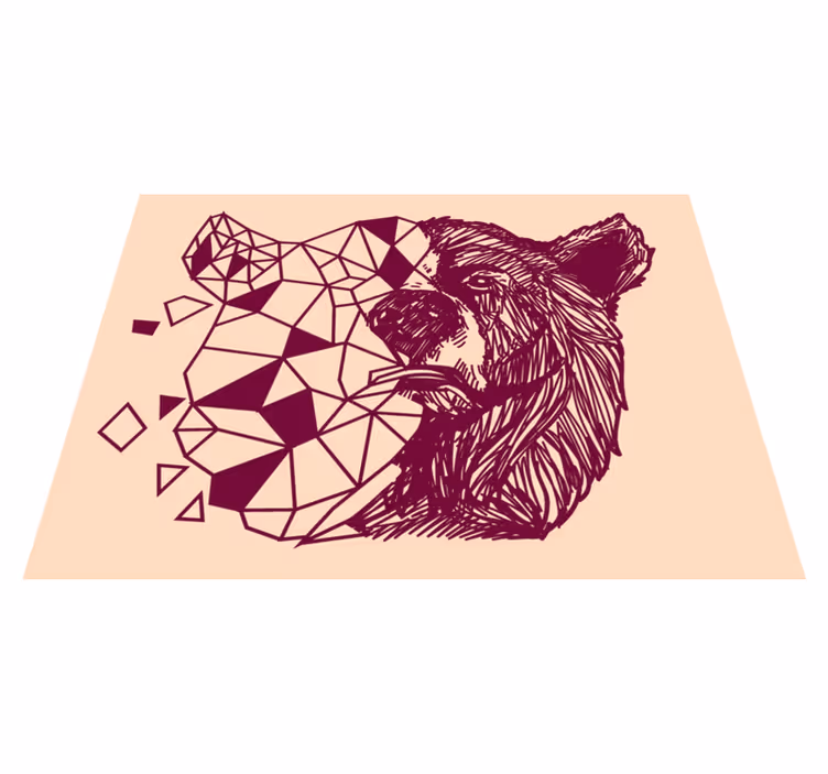 Alfombra vinílica de animales cabeza de oso geométrica - TenVinilo