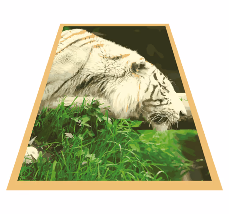 Alfombra vinílica de animales gger blanco en la hierba - TenVinilo