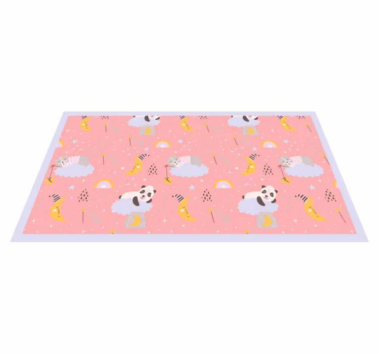 Aflombra vinílica animales Fondo rosa con pandas - TenVinilo