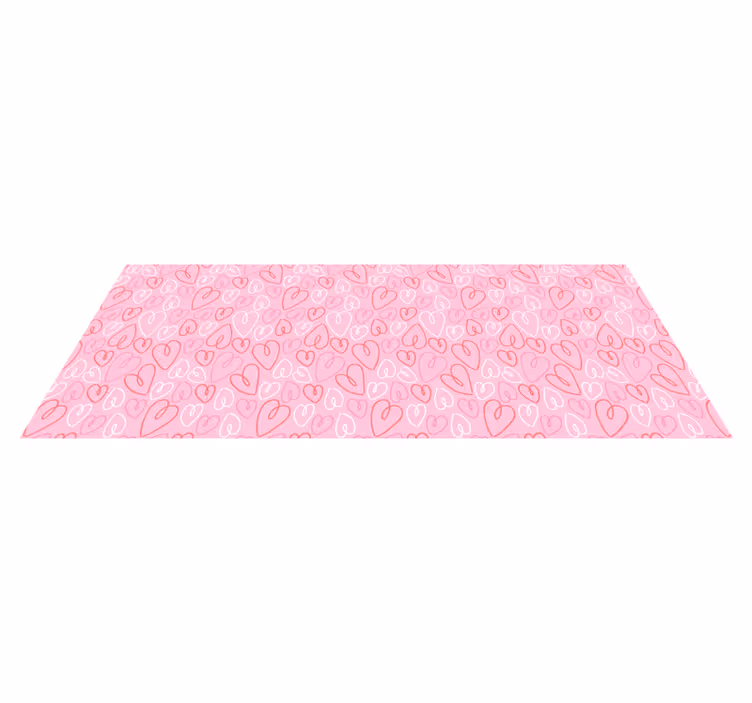 Alfombra vinílica dormitorio patrón de corazón rosa - TenVinilo