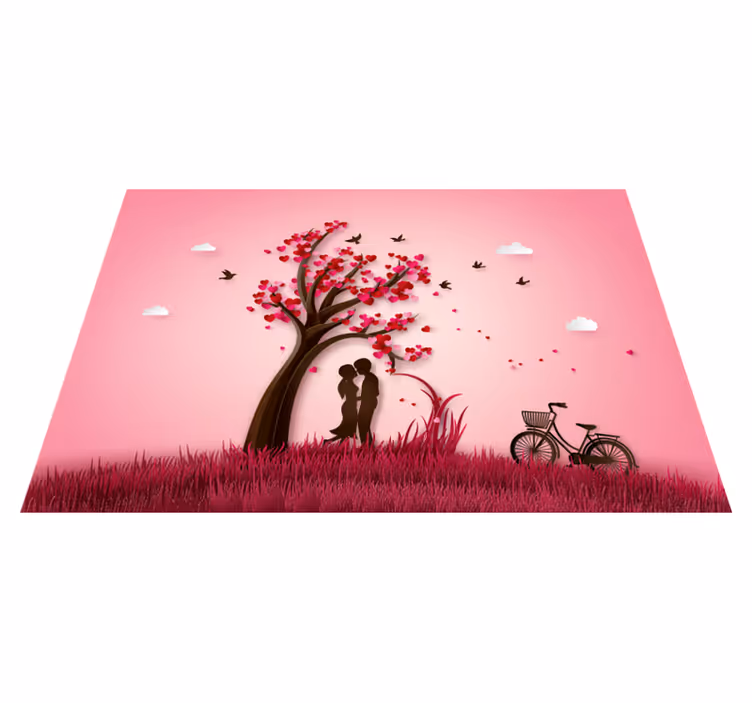 Alfombra vinílica dormitorio árbol de amor - TenVinilo