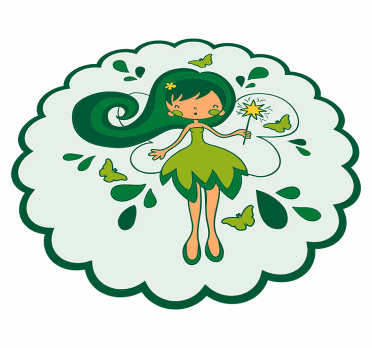 Alfombra vinílica infantil personaje de hada verde - TenVinilo