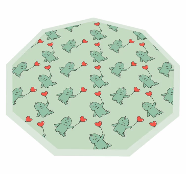 Alfombra vinílica infantil dragones verdes con corazones - TenVinilo