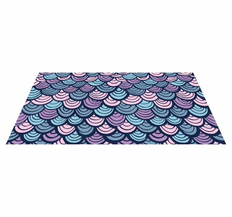 Alfombra vinílica geométrica motivo olas moradas y azules - TenVinilo