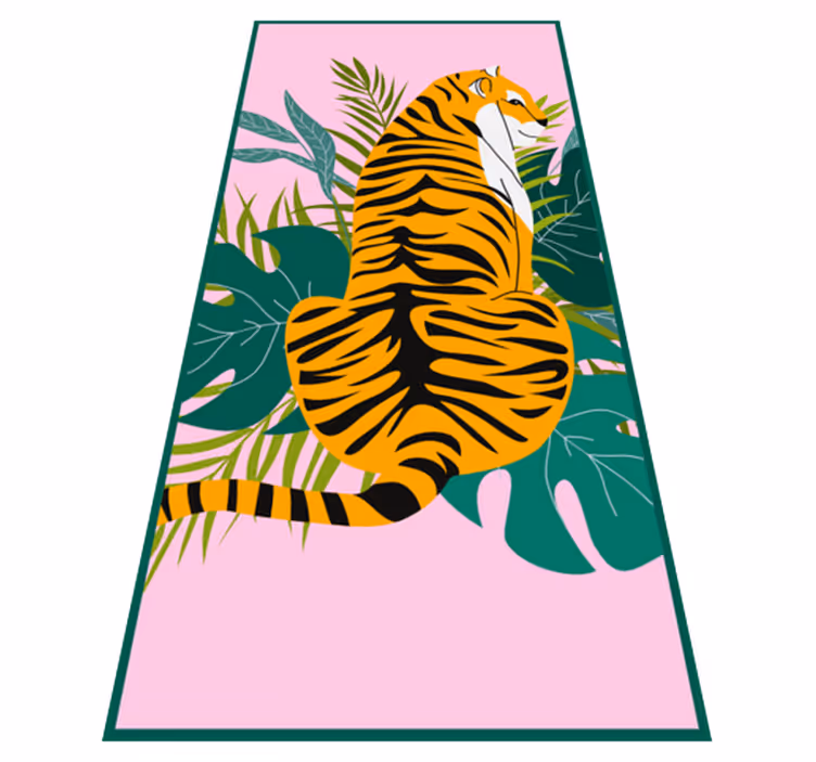 Alfombra vinílica animal print Manta tejida rosa tigre - TenVinilo