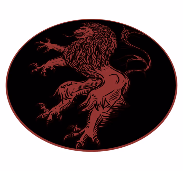 Alfombra vinílica de animales emblema del león rojo - TenVinilo