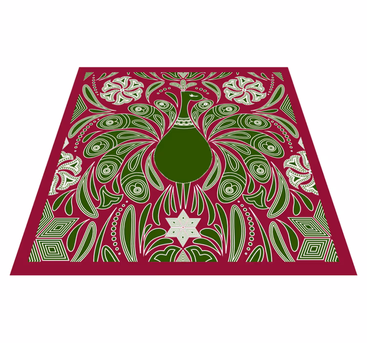 Alfombra vinílica de animales elegante patrón de pavo real - TenVinilo