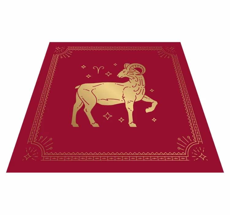 Alfombra vinílica de animales símbolo dorado de aries - TenVinilo