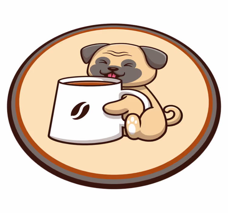 Alfombra vinílica de animales linda taza de pug - TenVinilo